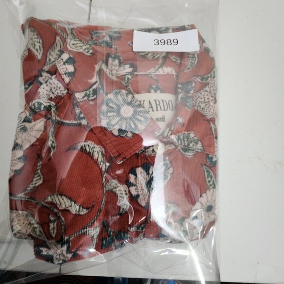 Kardo Red Rust Floral Button-Up Shirt M Cotton Cottagecore Western - Picture 11 of 11